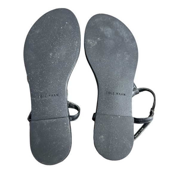 Cole Haan Effie Sandal 6.5 Thongs‎ women's t-strap shoes black leather - Picture 3 of 10
